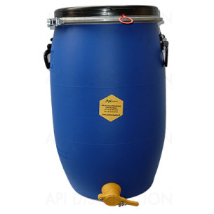 MATURATEUR PLASTIQUE FUT BLEU 80KG AVEC ROBINET ET POIGNÉES