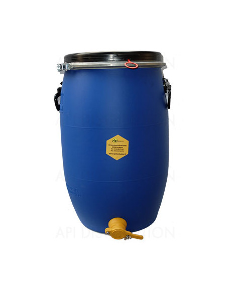 MATURATEUR PLASTIQUE FUT BLEU 40KG AVEC ROBINET ET POIGNÉES