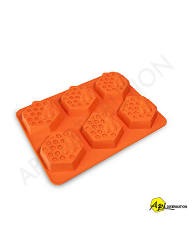 MOULE À SAVON 6 ABEILLES AVEC HEXAGONE