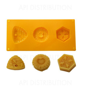 MOULE EN SILICONE 3 MOTIFS THEME APICULTURE