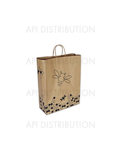 SAC KRAFT ABEILLES POIGNEES TORSADEES TAILLE M 18X8X22CM