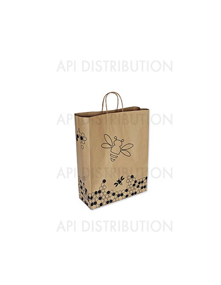 SAC KRAFT ABEILLES POIGNEES TORSADEES TAILLE M 18X8X22CM