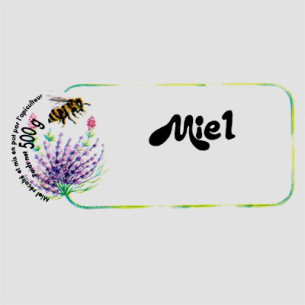 ETIQUETTE FLEURS ABEILLE MIEL 500G 85 X38 /100