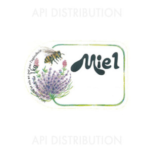 ETIQUETTE FLEURS ABEILLE MIEL KG 90X60  /100