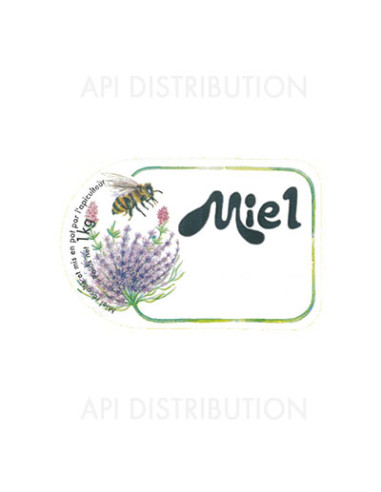ETIQUETTE FLEURS ABEILLE MIEL KG 90X60  /100