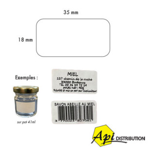 ETIQUETTE ADHESIVE VELIN BLANC PERMANENT 35X18mm / LE 100