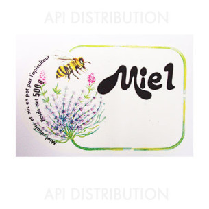 ETIQUETTE FLEURS ABEILLE MIEL 500G 90 X60  /100