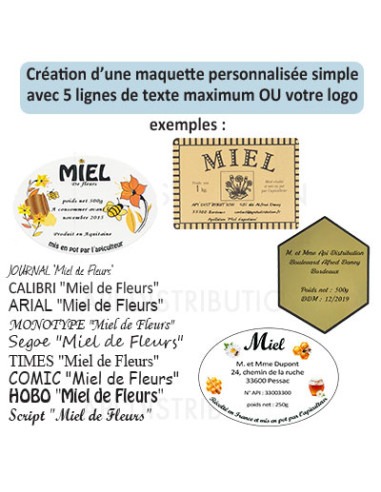 CREATION MAQUETTE D'ETIQUETTE PERSO. SIMPLE (5 lignes max.ou votre logo)
