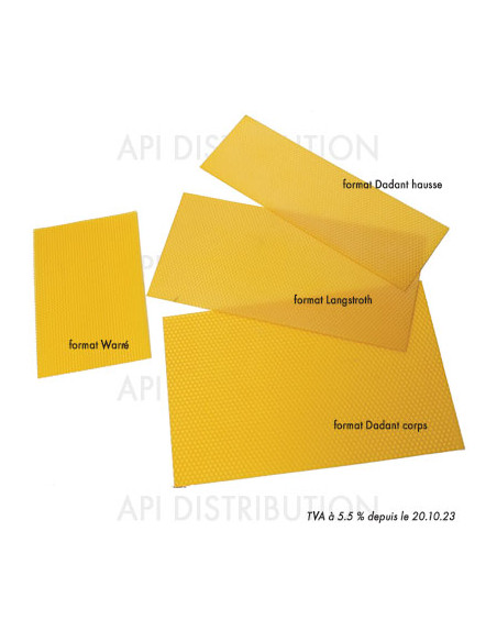 CIRE GAUFRÉE WARRE 18.2 X 26 CM (1 KG : ENVIRON 23 FEUILLES)