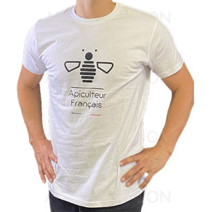 TEE SHIRT BLANC "APICULTEUR FRANCAIS" MOTIF ABEILLE
