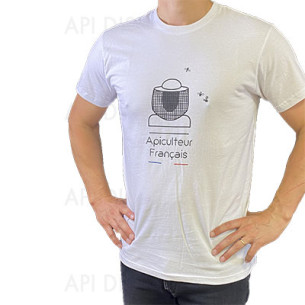 TEE SHIRT BLANC "APICULTEUR FRANCAIS" MOTIF APICULTEUR 2