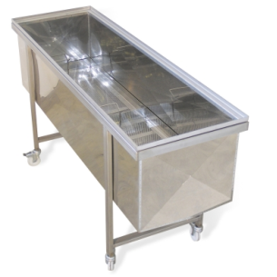 BAC A DESOPERCULER INOX À ROULETTES 150x48x42cm LEGA