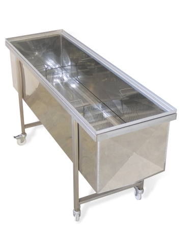 BAC A DESOPERCULER INOX À ROULETTES 150x48x42cm LEGA